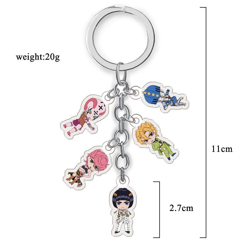 JOJO's Bizarre Adventure Acrylic Double-Sided Transparent Keychain Set of 5 Pendants