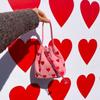 Embroidery love strap pink handbag women's 2 spring and summer new shoulder crossbody mini bucket bag