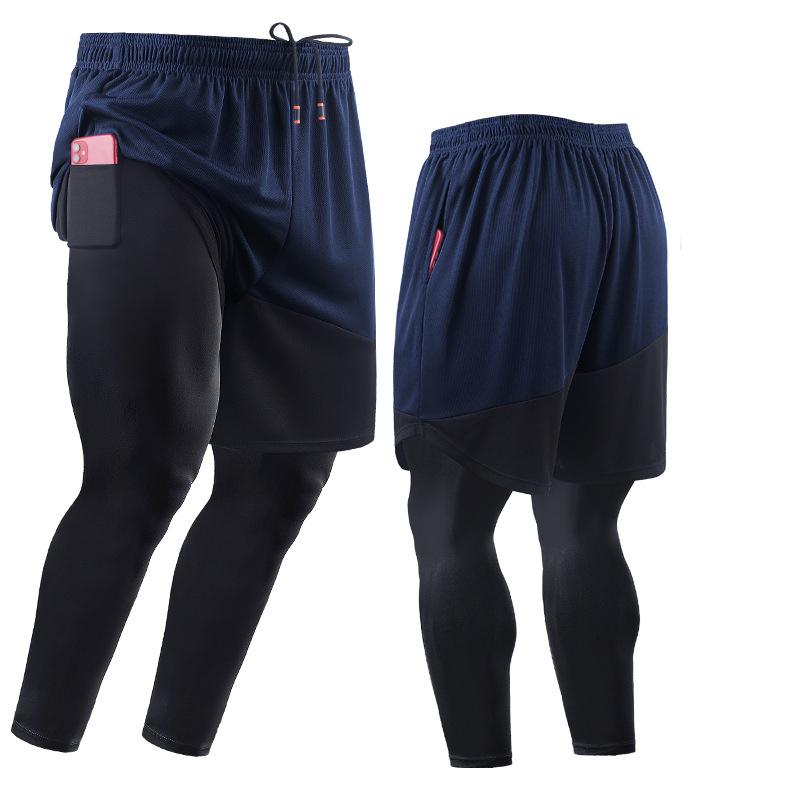 Heren Sportbroek 2-in-1 Running Cropped Active Pants Jogging Tights Fietsen Gym Sportkleding