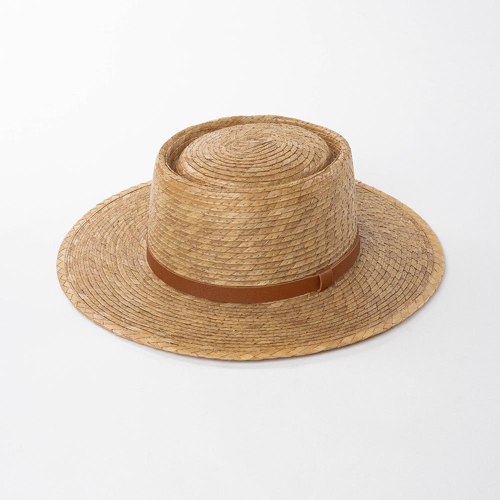 Belt decoration, hand woven large eave circular top, sunflower leaf grass hat, outdoor sun protection and shading grass hat