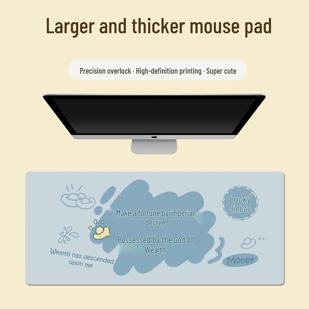 Extra Large Doodle Text Mouse Pad with Lock Edge - Thick, Durable Keyboard Desk Mat