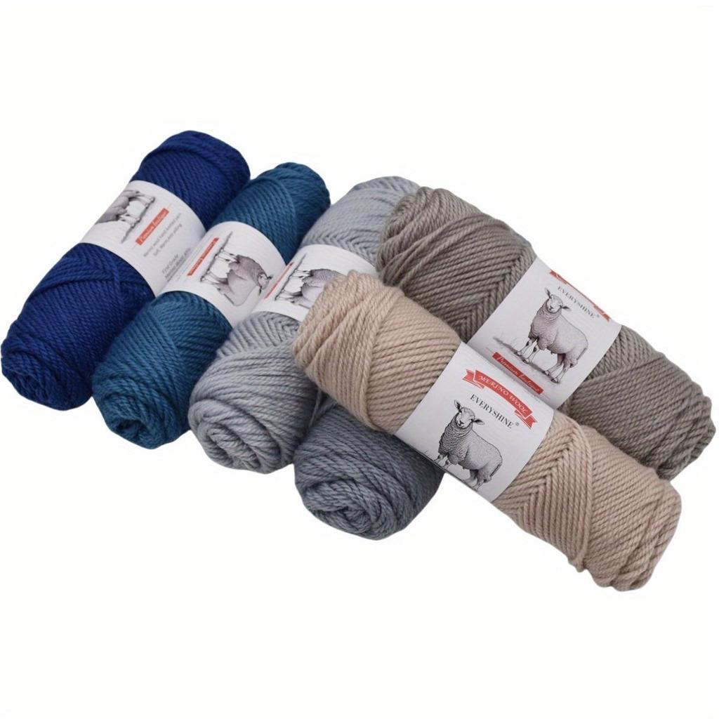 3 balenia hrubej priadze z merino vlny (100g/3.53oz Na klbko) – 110m/120yd Viacfarebná mäkká pletacia a háčkovacia priadza na DIY remeslá Teplé ručne vyrobené potreby