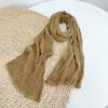 Solid Color Cotton Crinkled Scarf for Women Retro Neck Warmer Decorative Narrow Long Striped Scarf Wrap Shawl for Autumn 220cm