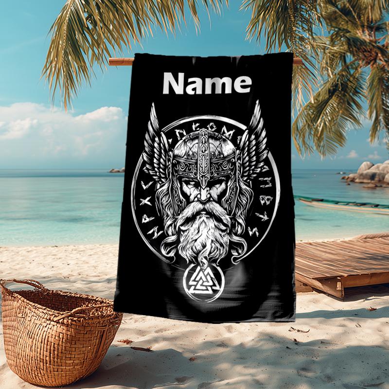 Personalisierbares ultraweiches Strandtuch mit Wikinger-Thema, ideal für Pool - Camping, Tauchen - Perfekter Reisebegleiter, Lebendiges Strandtuch.