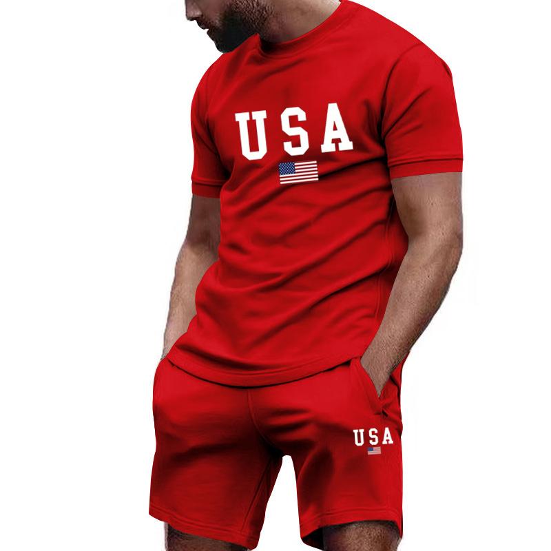 2025 Sommer lässiges Herrenset T-Shirt + Shorts zweiteilig bequem und atmungsaktiv Herrenoberteil bedrucktes T-Shirt Set