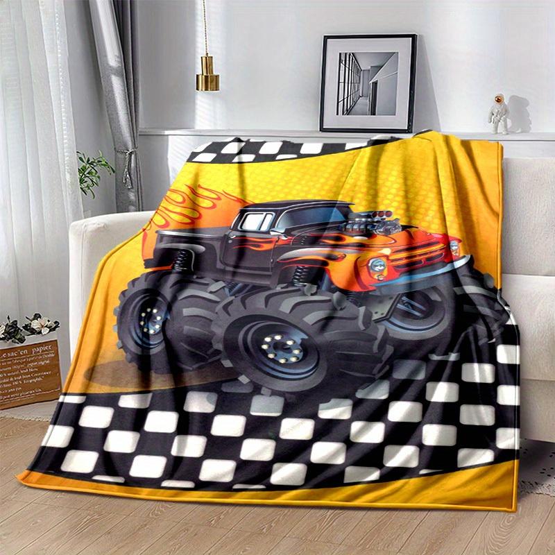 1pc. Cool Monster Truck Design Blanket - Perfect for Home, Office, Outdoor Use, Gift Idea,