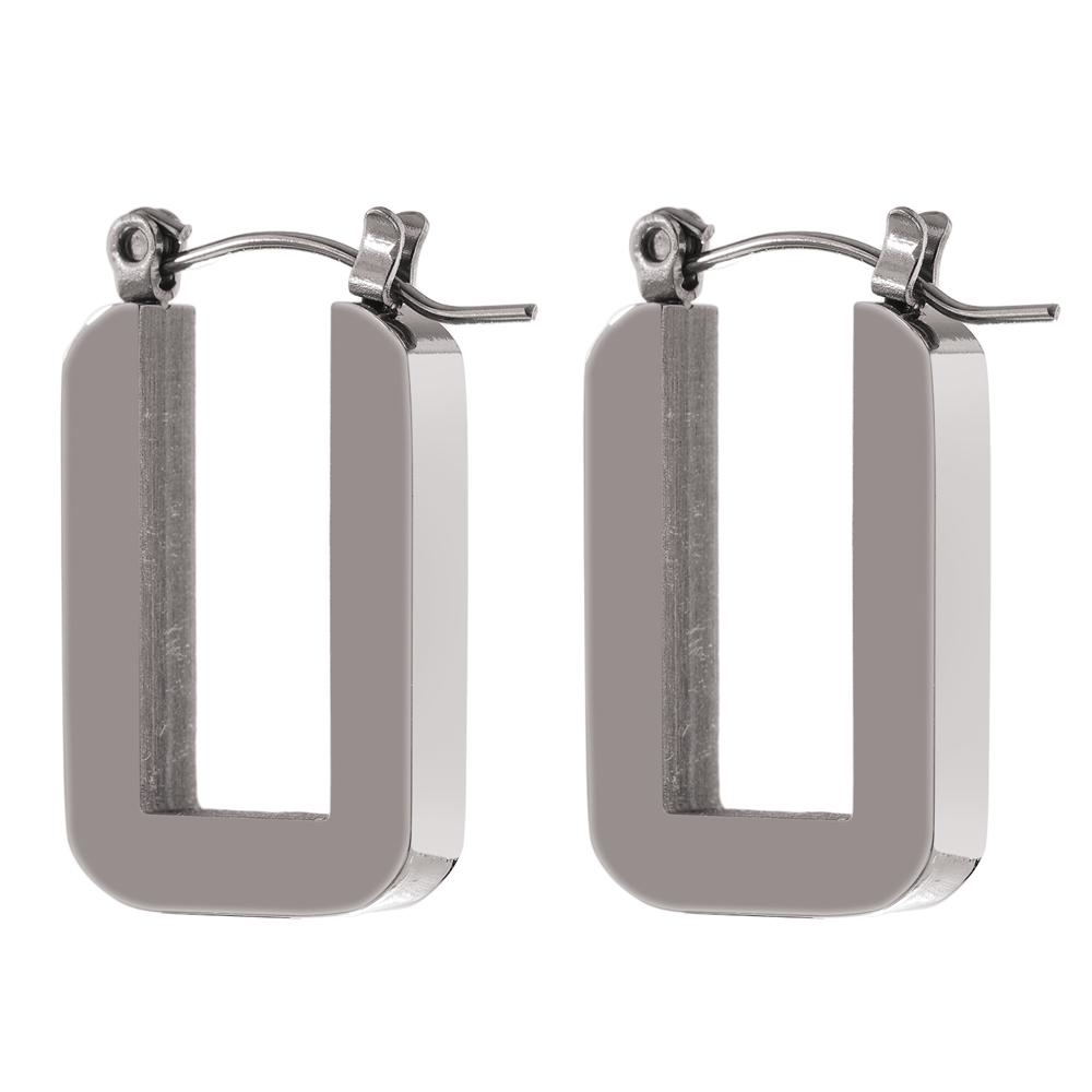 

Yhpup Trendy Stainless Steel Rose Gold Square Hoop Earrings for Women Simple Metal 18 K Plated Fashion Charm Jewelry Gift