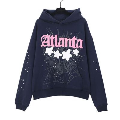 Sudadera con capucha y estampado de telaraña, estilo hip hop, talla grande, holgada, pantalones casuales, traje deportivo, 2025
