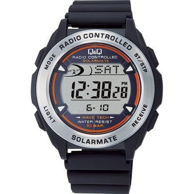 [Citizen Q&Q] Watch Digital Radio Solar Waterproof Date Urethane Band MHS7-300 Men's Black Black/Silver