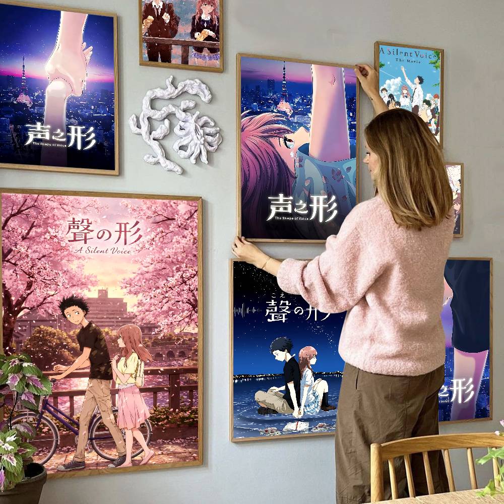 Perfect Floor Mat A Silent Voice Anime Vintage Movie Sticky Posters Retro Kraft Paper Sticker Diy Room Bar Cafe Aesthetic Art Wall Painting