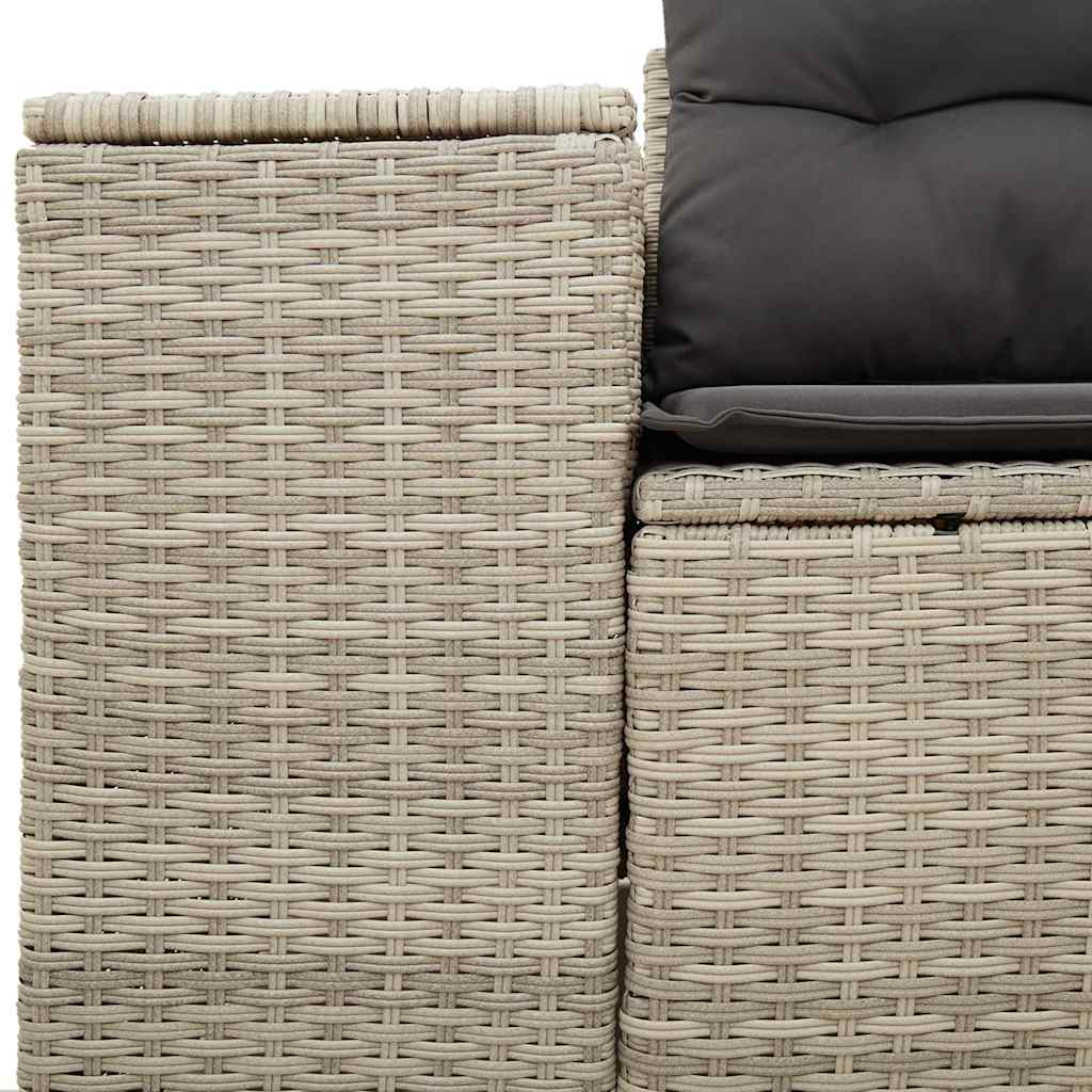 Vidaxl Garden Sofa With Cushions, 2-Seater, Light Grey, Poly Rattan
