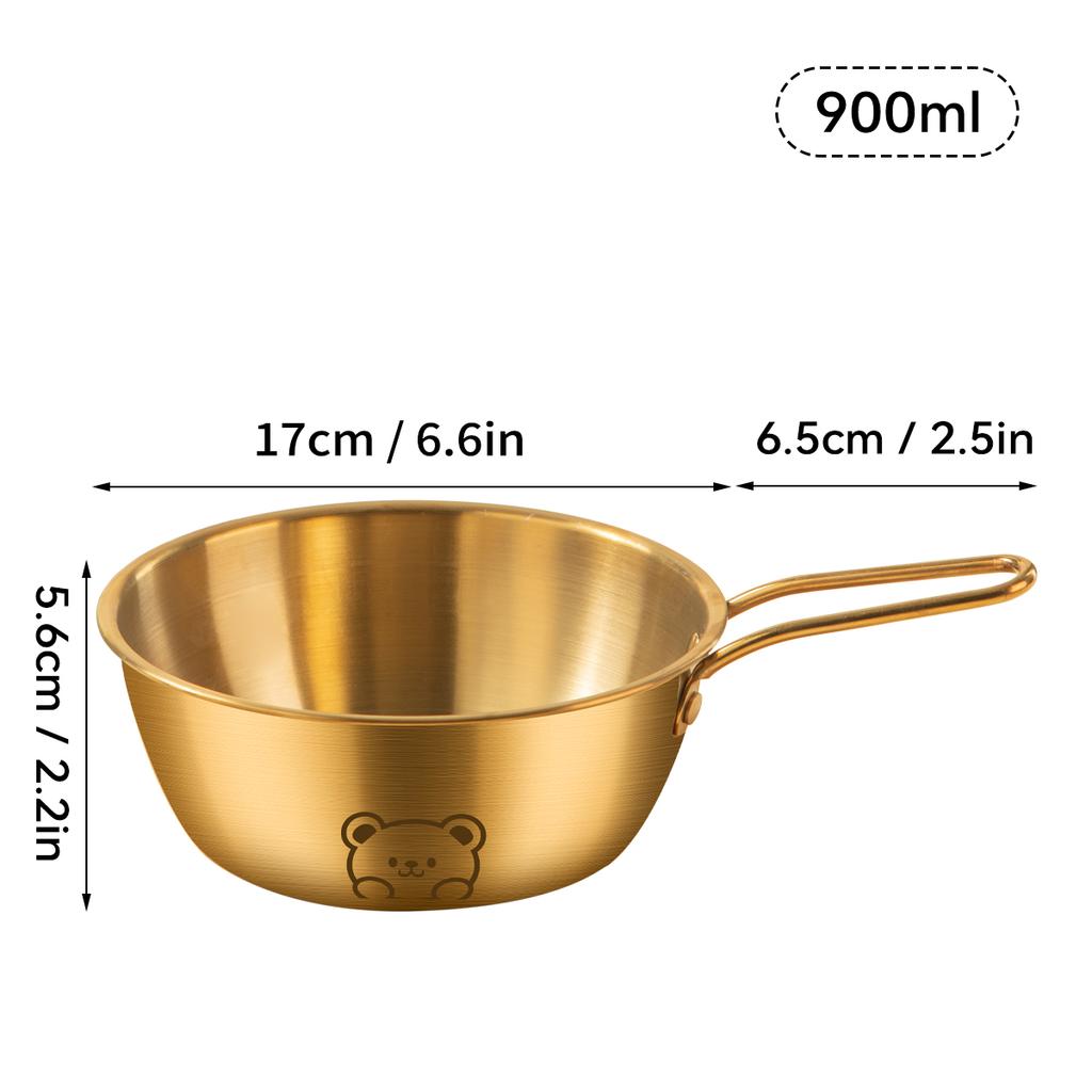 Korean Style Ramen Bowl Stainless Steel Noodle Bowl Multipurpose Snack Fruit Salad Bowl Induction Cooker Heatable