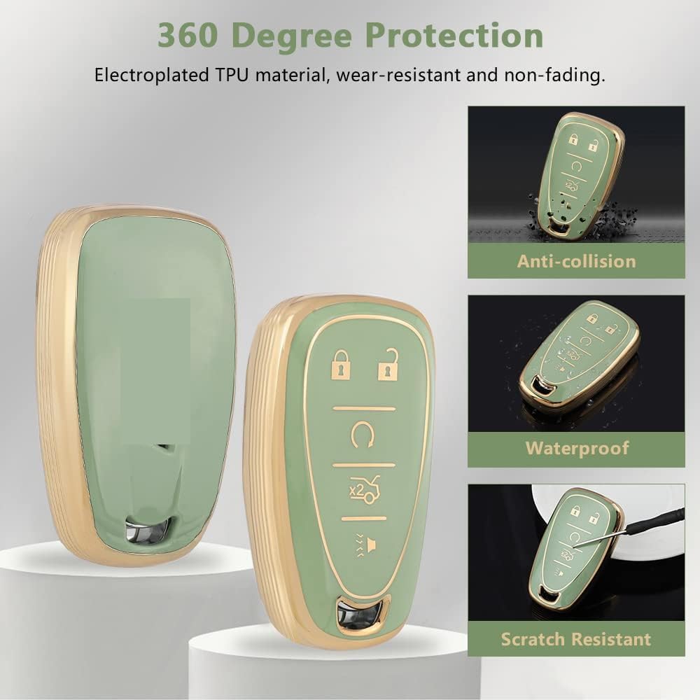 PIFOOG Key Fob Cover For Chevy 5 Buttons Keys Shell Case TPU Bling Car Keychain Protector Accessories For Equinox Malibu Blazer Camaro Spark Traverse