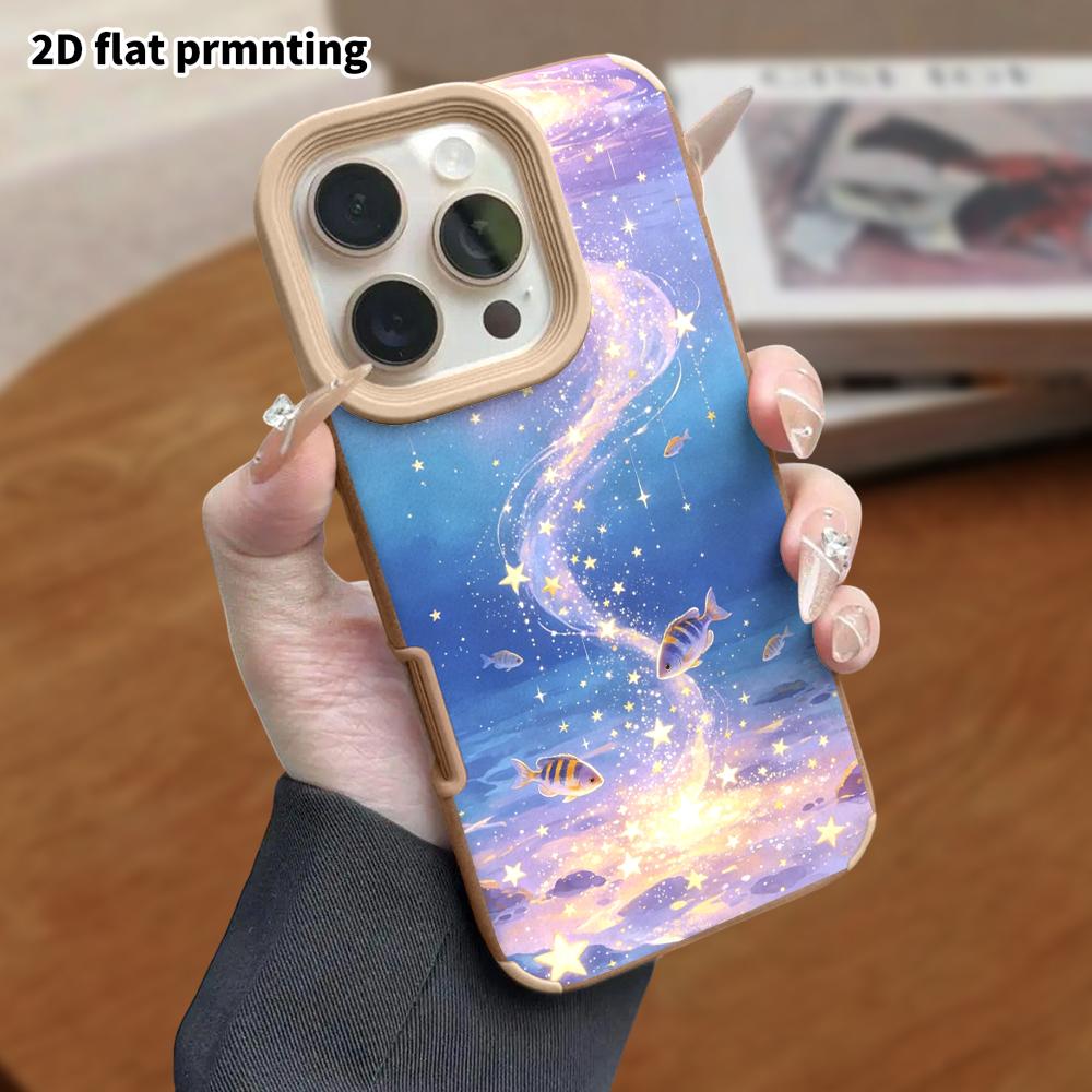 Phone Case: Lambskin 2D Flat Samsung Galaxy A34 A35 M05 M06 S20 S22 S21 FE Plus 5G Protective Case, Galaxy Fish and Sea, Christmas and Halloween Gift