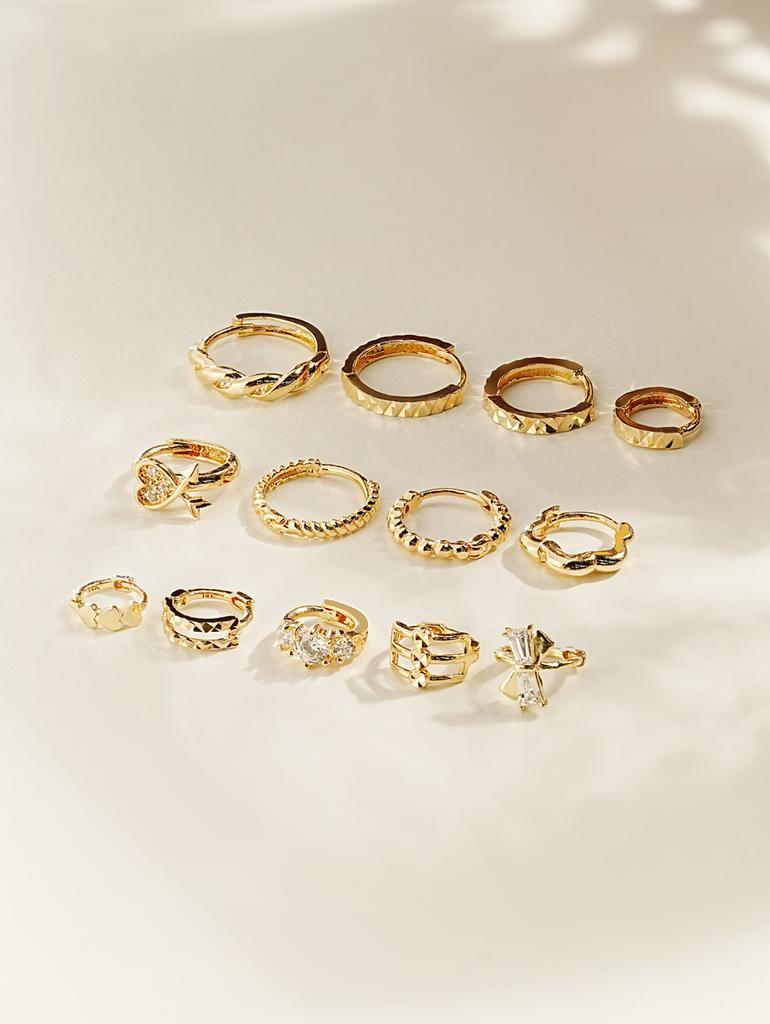 Minimalpiercing 14K Bling One-Touch Ring Earrings Collection
