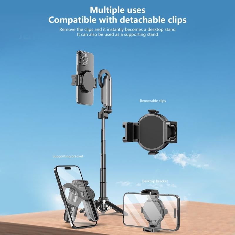 Ergonomic Portable Travel Tripod Stick 360 Rotatable Phone Holder For Phone Devices Wireless Control Photography Tool