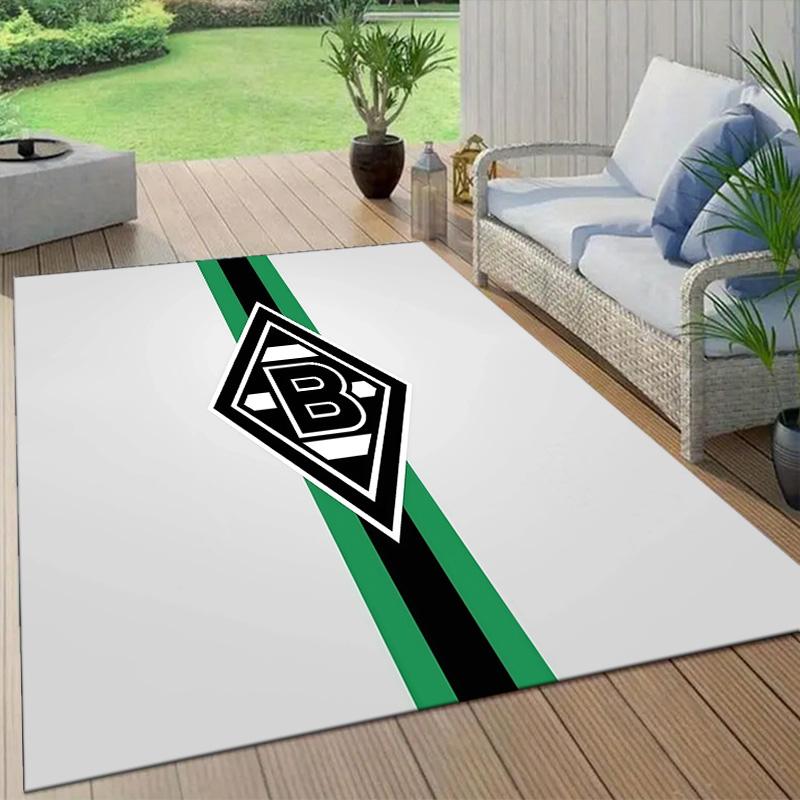 Borussia Mönchengladbach Flannel Pattern Square Carpet,Area Rug,Carpet Rug for Living Room Bedroom Sofa Playroom Decor,Non-slip Floor Mat