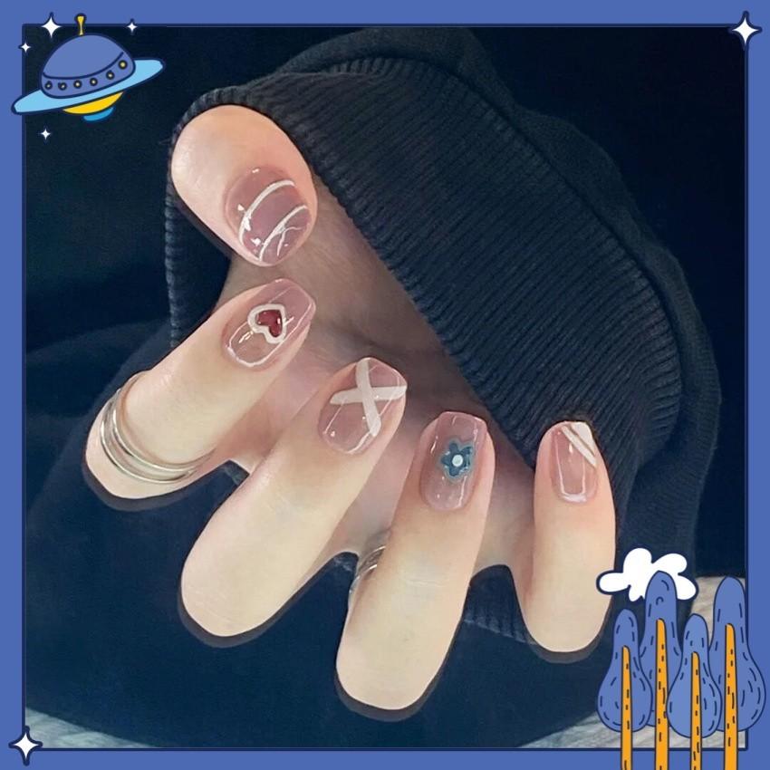 Adorable Mini Nail Wraps Detachable Decorative Nail Decals Finished Nail Stickers Gel Jelly 24 Pack