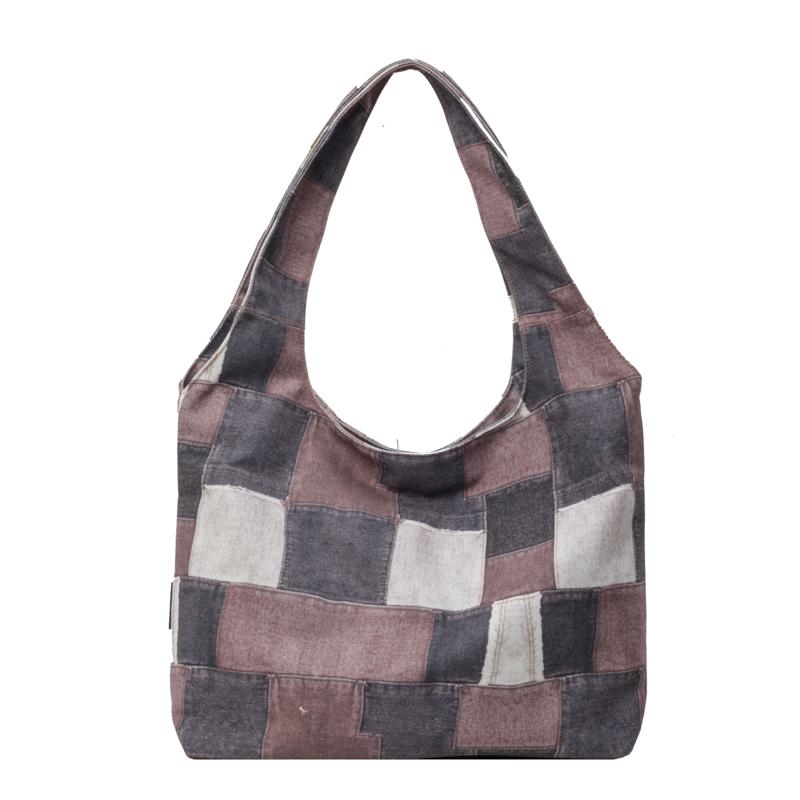 

Цветная большая сумка женская, большая вместительная сумка для студентов, простая портативная сумка через плечо для подмышек коричневый/белый