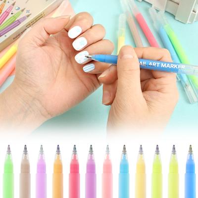 12Pcs Nail Art Pens Set 12 Colours 1MM/0.04inch Nail Art Markers Safe Manicure Markers for Graffiti Dotting Liner and Painting