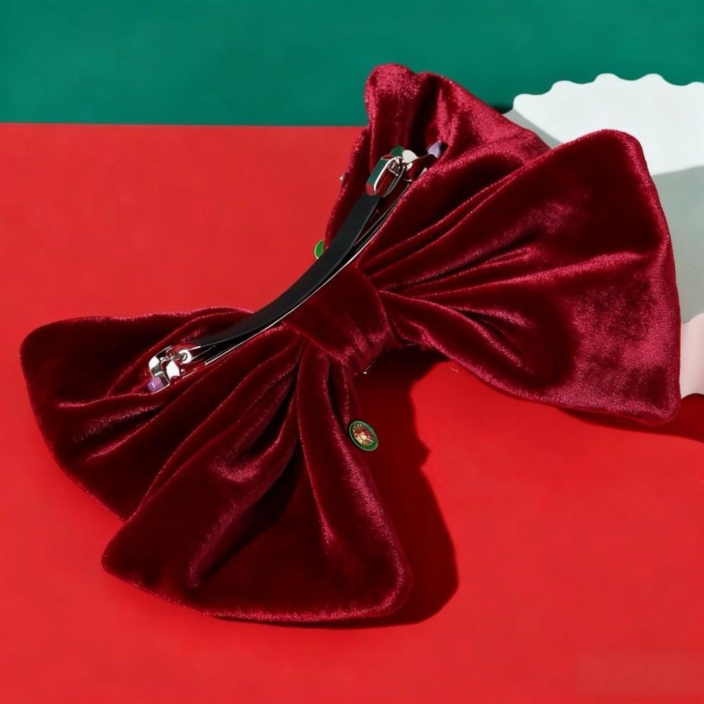 Button Xmas Barrettes Snowflake Velvet Bow Hairpin Exquisite Christmas Hair Clip  Christmas
