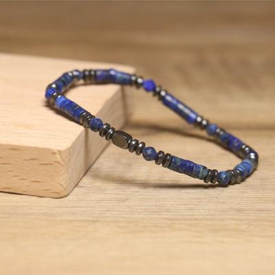 Set di Braccialetti in Pietre Naturali Lapis Lazuli Ametista – Accento in Ematite Gioielli Curativi, Boho Impilabile Regalo per Donne