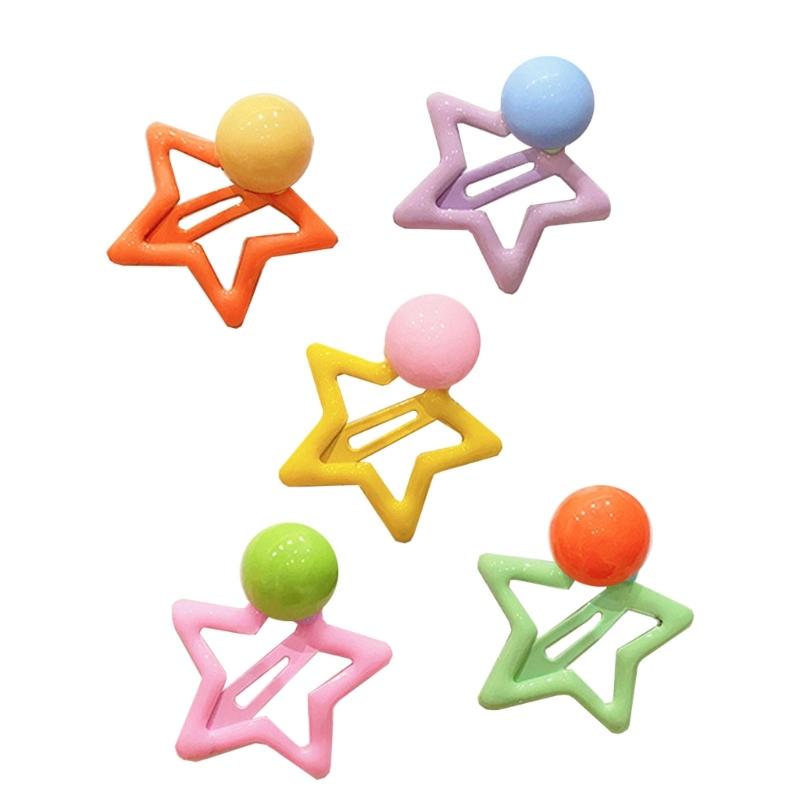 

5xColorful Snap Clip Girls Kid Hairpins Ladies Headpieces HairPin Metal Hair Clips Star Non-slip Hairpins Snap Hairpins