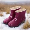 Ladies' Outdoor Anti Slip And Waterproof Thick Bottom With Fleece Rain Boots