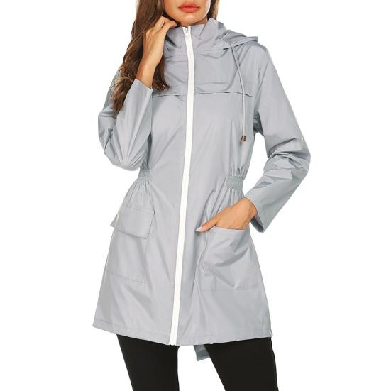 Women Autumn Winter Outdoor Climbing Windproof Waterproof Long Jacket Hooded Coat