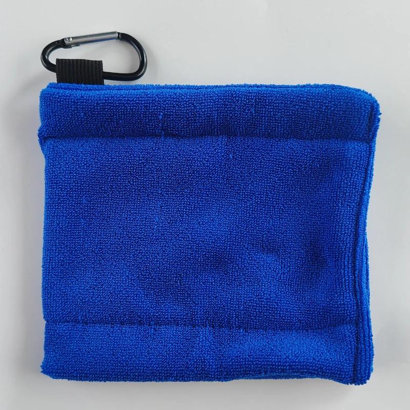 PGM Square Microfiber Golf Ball Cleaning Towel with Carabiner Hook Water Absorption Cleaner Club for Head Wipe Cloth Clean MJ002
