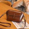 Oil Wax PU Crossbody Shoulder Bag, Designer Shell Flip Handbag, Commuter Work Versatile Women Sling Bag,Lightweight,Black,Coffee