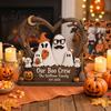 Desktop Display Crafts Halloween Ghost Family Wooden Plaque Pumpkin Couple Tabletop Sign Retro Style Holiday Props Farmhouse Home Ornament