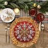 Red Snowflakes Winter Christmas Round Placemats Set of 4 Water-absorbent Anti-slip Easy-to-clean Placemat for Party Home Kitchen
