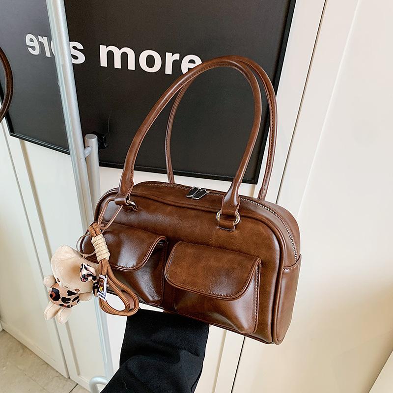 Retro Fashion Hand Carry Tote Bag Women'S Autumn Tide Large Capacity Shoulder Bag Premium Feeling Armpit Bag