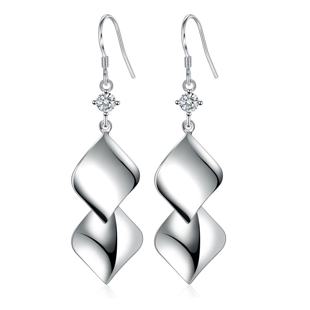 Chic Zirconia Double-Layered Leaf Dangle Earrings with Fresh Sequin Accents