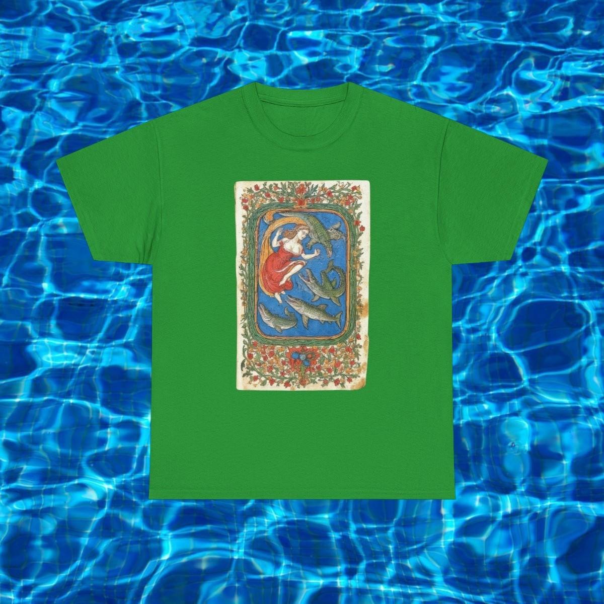 Medieval Illuminated Manuscript Angel T-Shirt | Gothic Floral Border S
