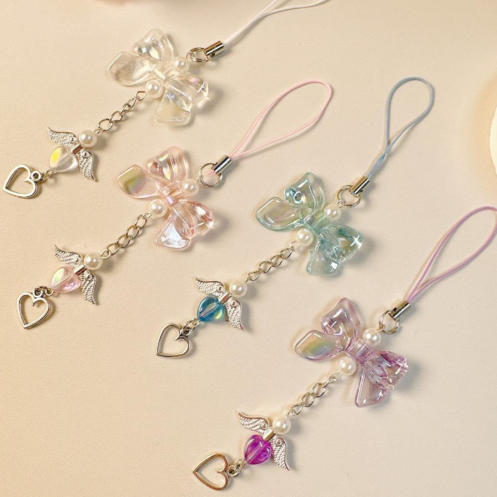 Sweet Love Heart Pendant Phone Strap Wings Key Chain Pendant Backpack Pendant  Gift