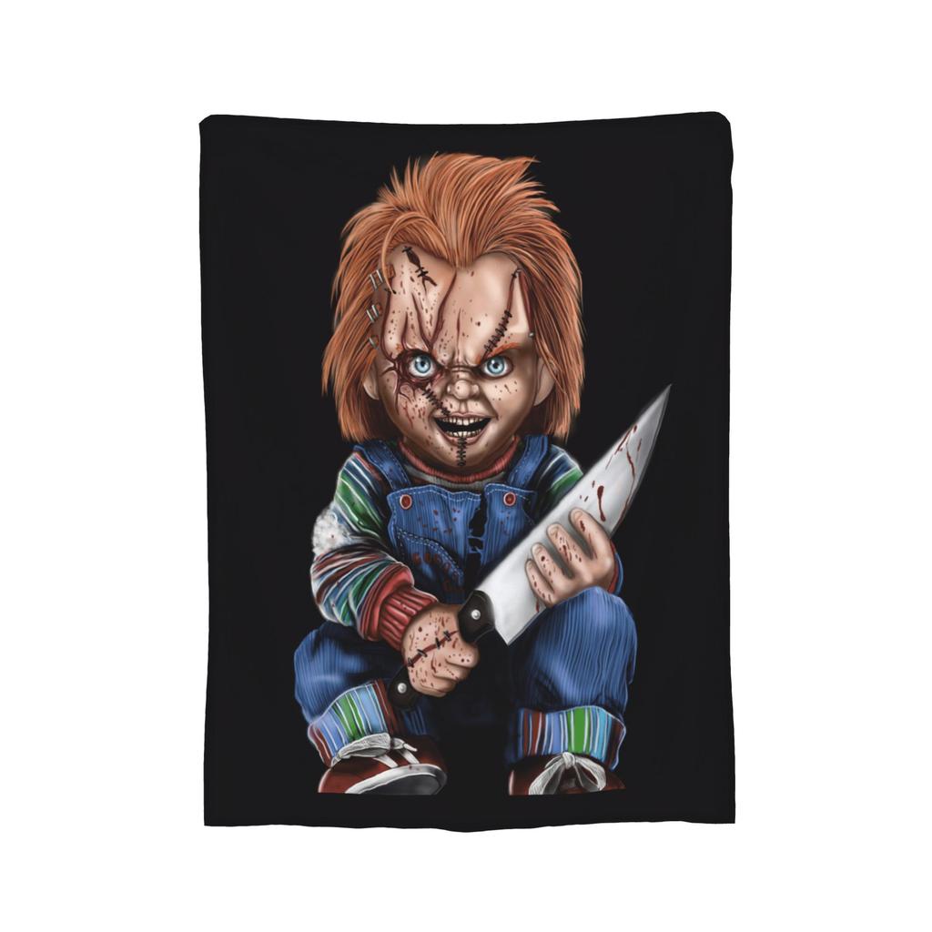 Halloween Movie Horror Chuckys Michael Myers Knitted Blanket Velvet Lightweight Thin Throw Blanket For Bedroom Sofa Bed Rug