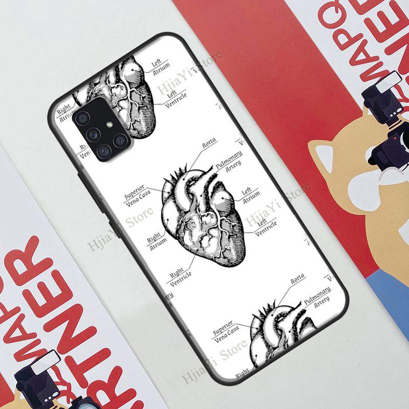 Vintage Anatomy Heart Cardiac Brain Nurse Case For Samsung Galaxy A12 A22 A32 A42 A52 A72 A51 A71 A50 A70 A03S A21S A52S Cover