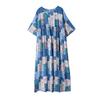 DIMANAF Übergröße Neu 2025 Damen Sommer Kurzarmkleid Basic Casual Locker Vintage Strand Langes Kleid
