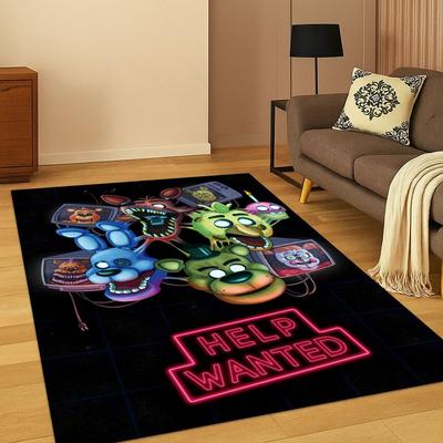 3D F-FNAF Spiel Cartoon Teppich für Schlafzimmer Wohnzimmer Sofa Fußmatte Heimdekoration, Kinder Spielbereich Teppich Rutschfest Weihnachtsgeschenk