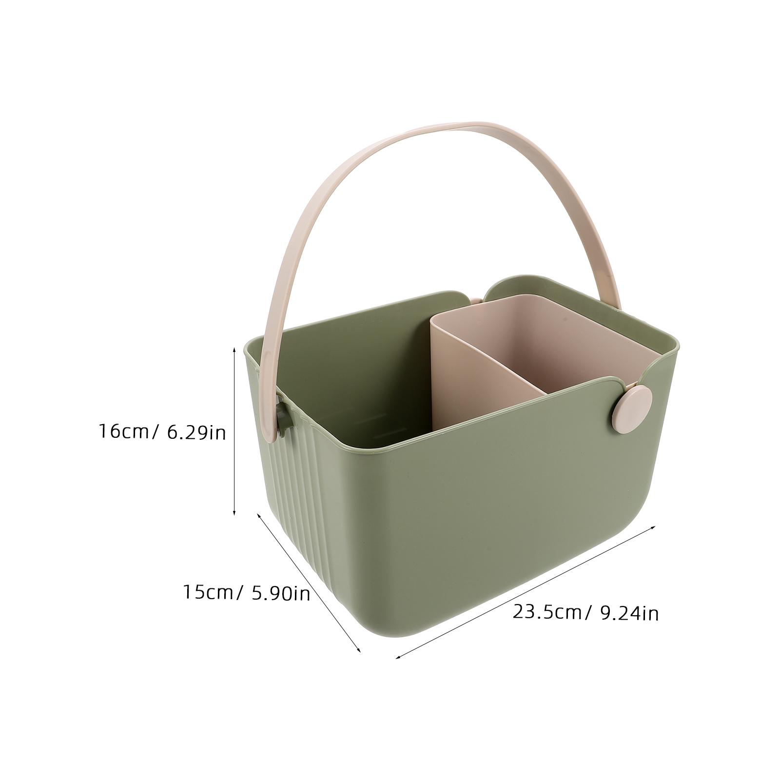 

Portable Handle Plastic Bathroom Storage Basket Nordic Style Multifunctional Shower Organizer Toiletries Makeup Kitchen зелений