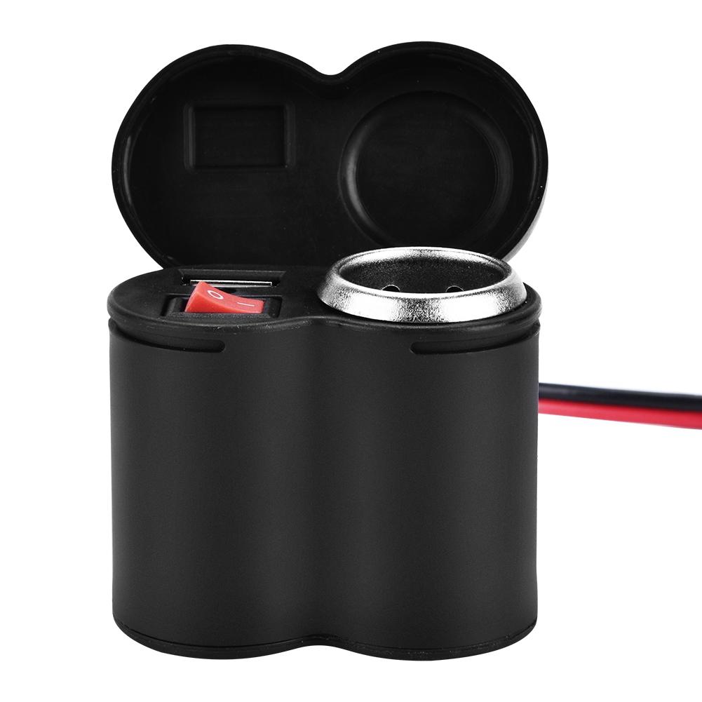 12 24V Motorcycle Waterproof Cigarette Lighter Socket USB Charger for Phone