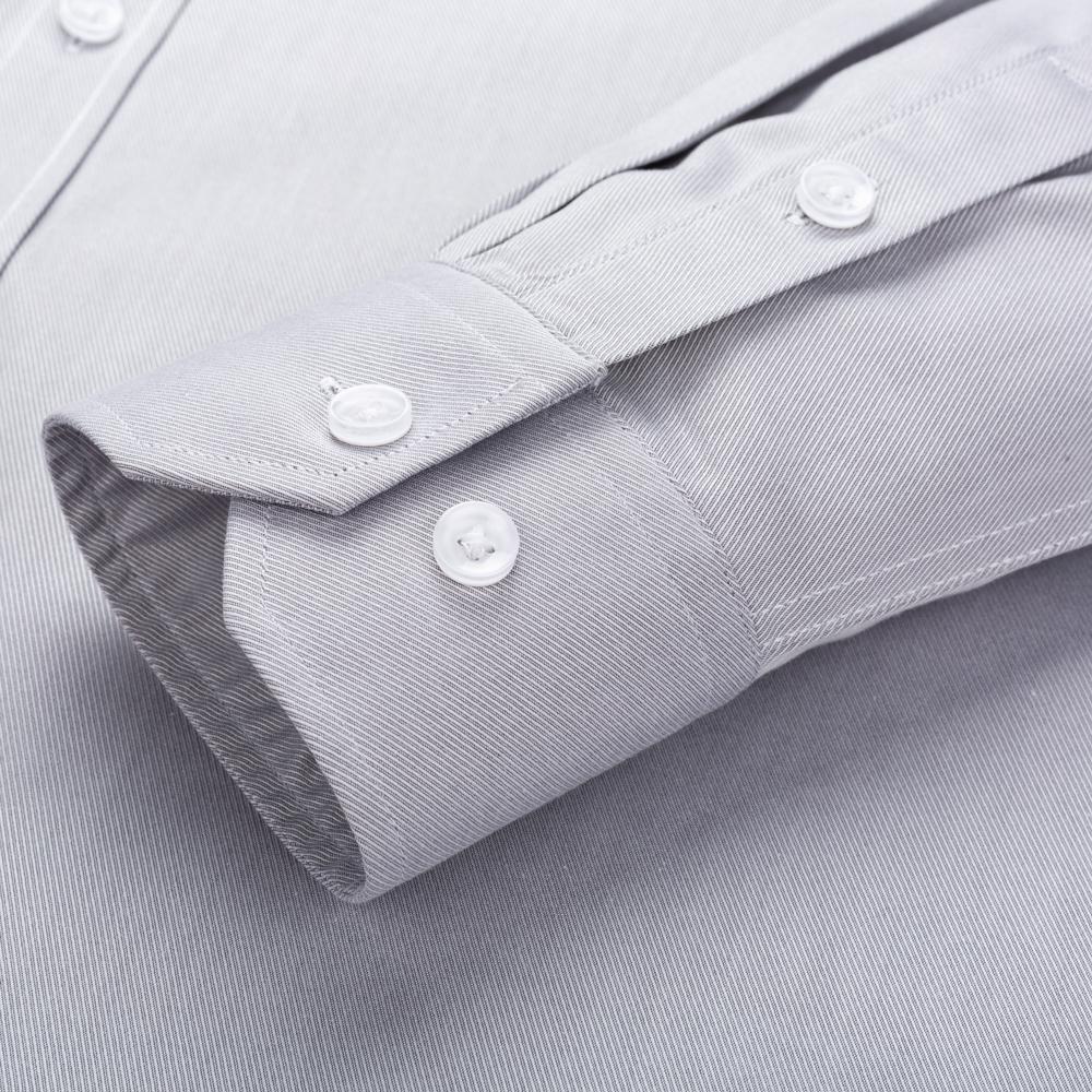 Men's Premium Pure Cotton Wrinkle-Free Long Sleeve Solid Dress Shirts with Hidden Button Spread Collar for Business Casual Wear
