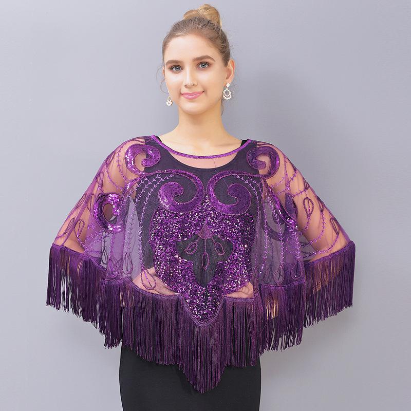 

Sequined Mesh Tassel Bolero Jacket for Evening Wear and Prom One Size