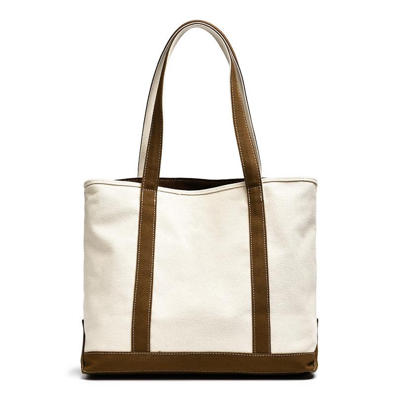 Simple contrasting color canvas bag ins Japan and South Korea new commuter versatile personality large capacity casual shoulder tote bag