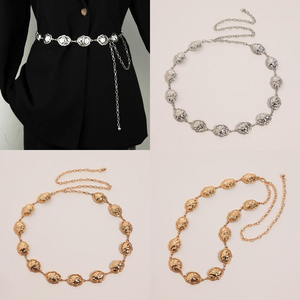 Metal Cloud Waist Chain For Women With Retro Engraving And Geometric Elements Spring