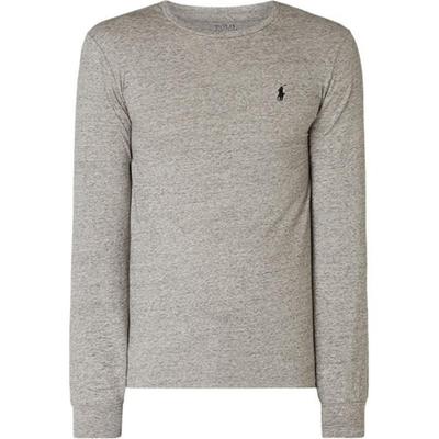 Polo Ss24 Color Sólido Cuello Redondo Logo Bordado Manga Larga Camiseta Hombre Tops Gris 710587355-017