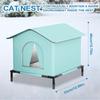 Outside Cat House Outdoor Shelter for Cats with Mat and Raised Floor Insulated Warm Pet Kitten Nest Cave for Patio Backyard