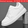 Zapatillas Blancas Negras con Elevador de Talón para Hombre Aumento de Altura 6-10cm Zapatos Casuales de Plataforma de Cuero Para Estilo Urbano y Vida Diaria